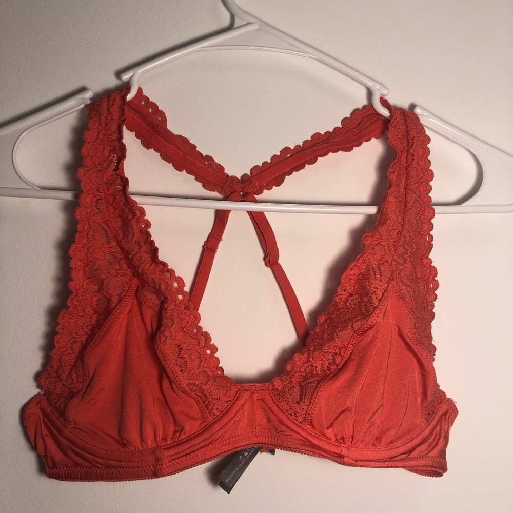 Red/Orange Aerie Happy Bra (Unlined)